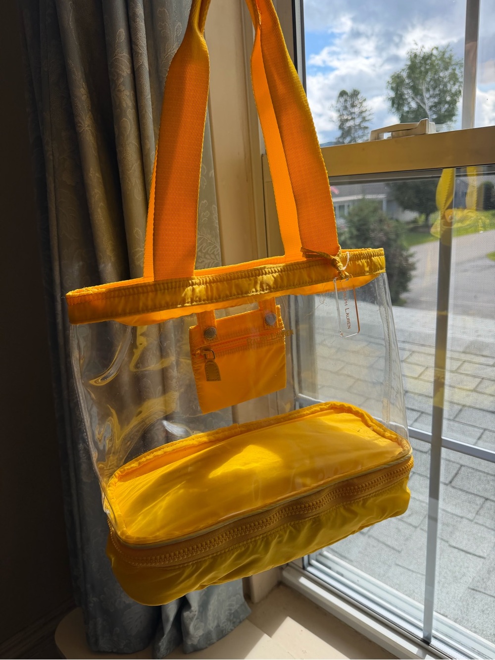 Ralph Lauren Clear Tote with Bright Yellow Trim